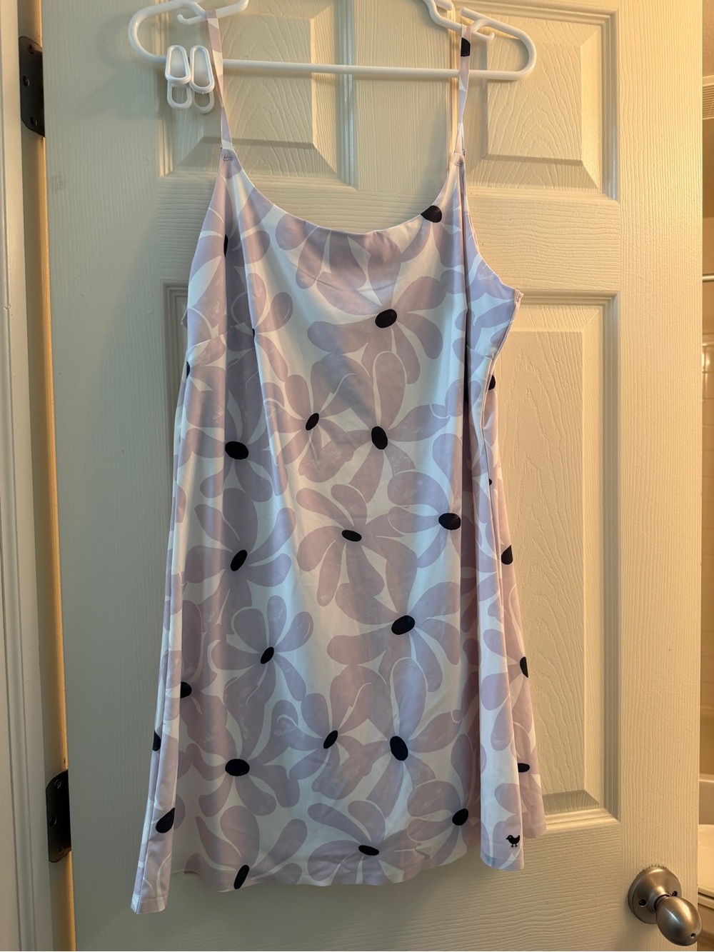 Bad Birdie Lilac Floral Slip Dress with Black Dots